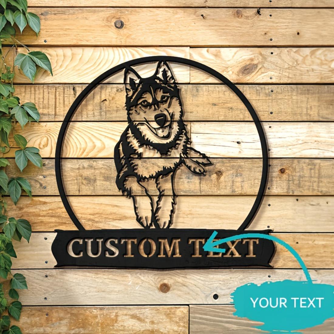 

Custom Husky Dog Metal Wall Art, Personalized Text Sign for Home Garden Decor, Durable Indoor Outdoor Hanging M чёрный