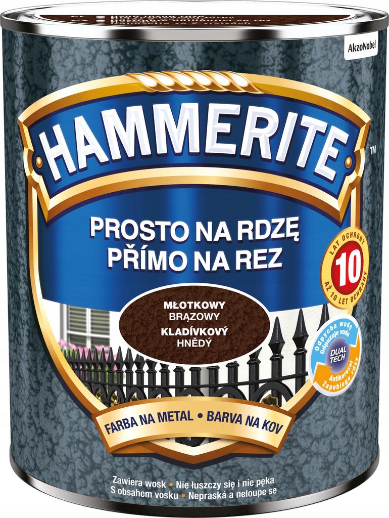 Hammerite Prosto Na Rdzę Farba Do Metalu Młotkowy Brązowy 0,7L