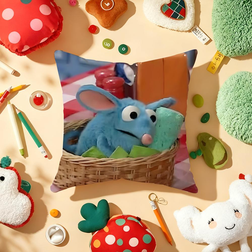TTutter Cute House Meme Blue Mouse Cushion Cover Plush Fabric Soft DoubleSided Printed Sofa Warm Winter Home Gift Pillow Cover