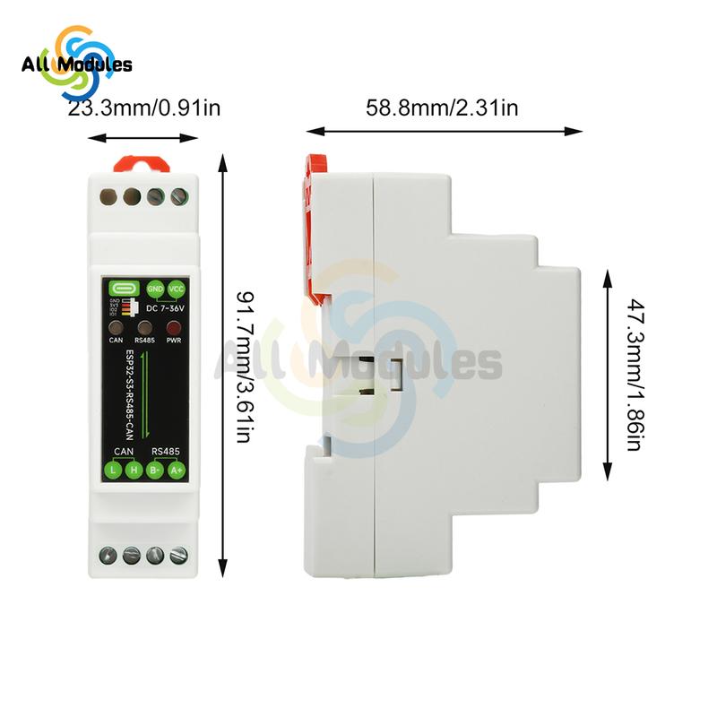 ESP32-S3 RS485 CAN Industrial Control Board with 1 Channel Relay WiFi Bluetooth Type-C Interface for IoT Projects