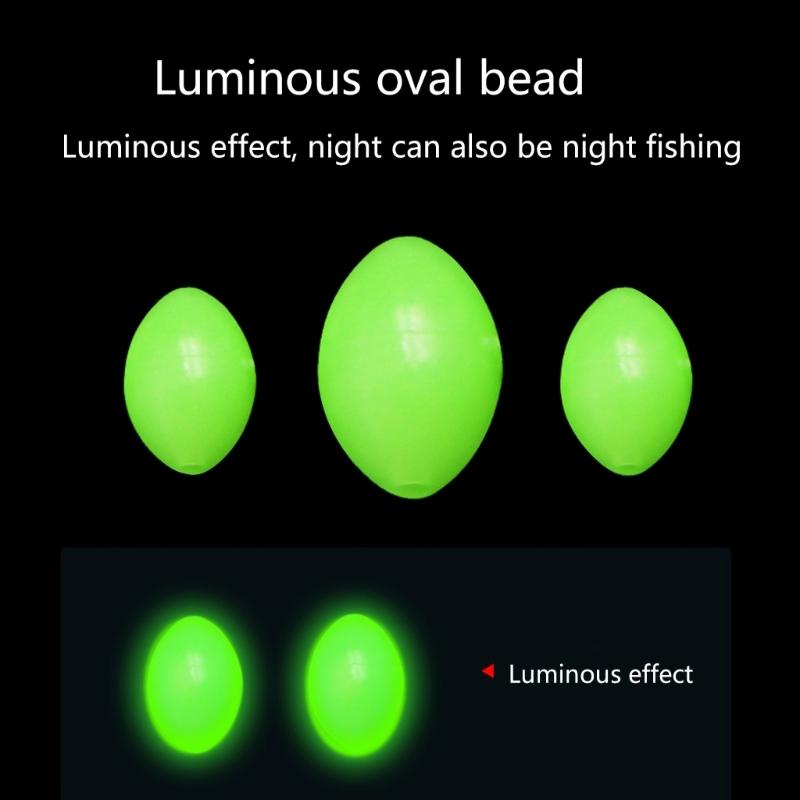 900PCS Oval Green Plastic Luminous Fishing Beads Glowing Sink Beads For Treble-Hook Fishing Rigs Fishing Lures Tackle