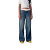 Women's Retro Low Waist Washed Straight Leg Jeans - Wide Leg Autumn Denim Pants