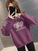 Women's Plus Size Round Neck Loose Slimming Hoodie - Velvet/No Velvet, Fashionable for Spring, Autumn, Winter
