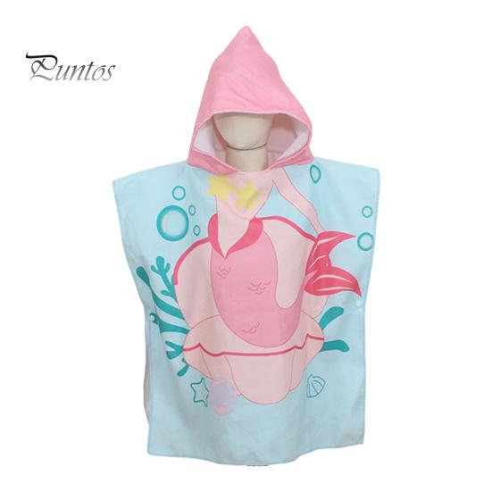 Children Bath Towel Cartoon Printing Kids Beadch Hooded Bath Wrap Poncho Quick-drying Super Absorbent Swimming Towel Windproof Wearable Towel Toddler