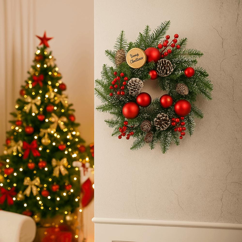 DIY Artificial Christmas Wreath Realistic Pine Cone Window Hanging Decor  Thanksgiving Decor