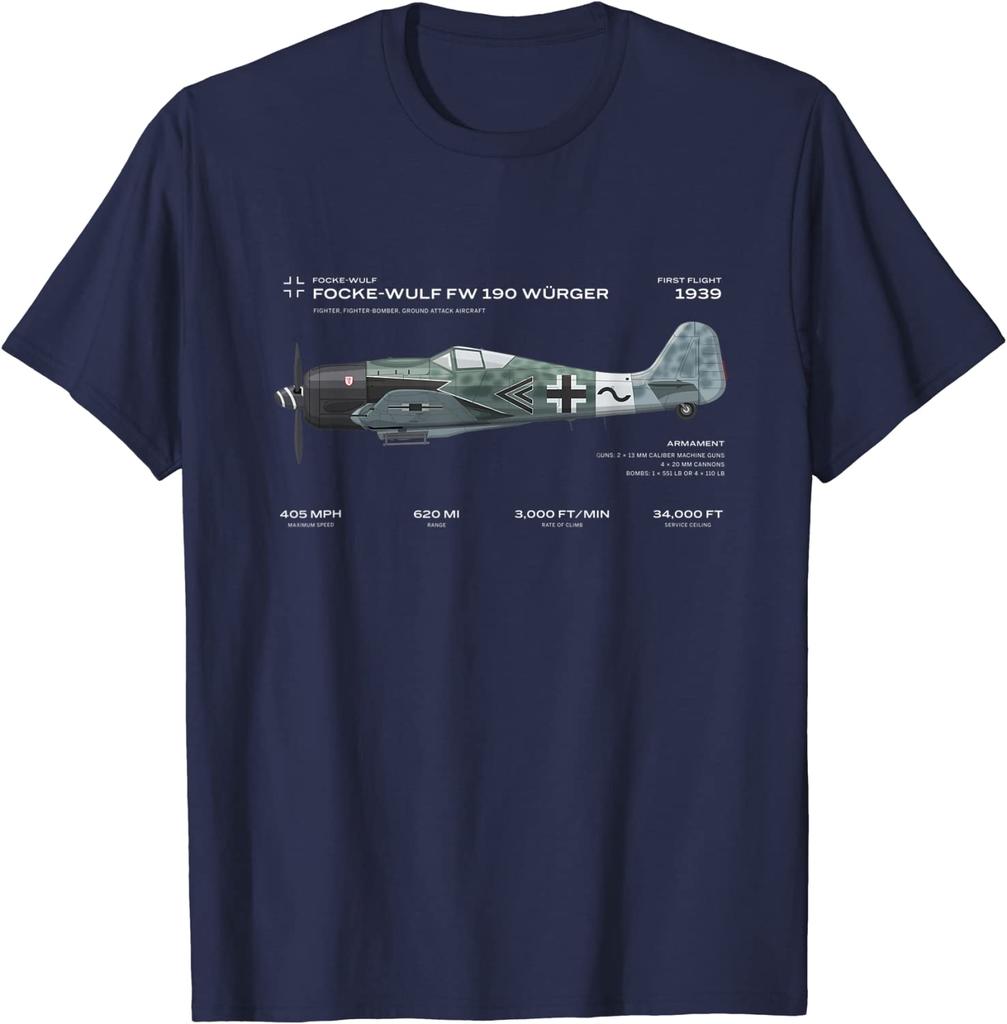Luftwaffe War Bird WWII German Focke Wulf Fw 190 Fighter Aircraft T Shirt Short Sleeve Casual Cotton O-Neck Mens T-shirt