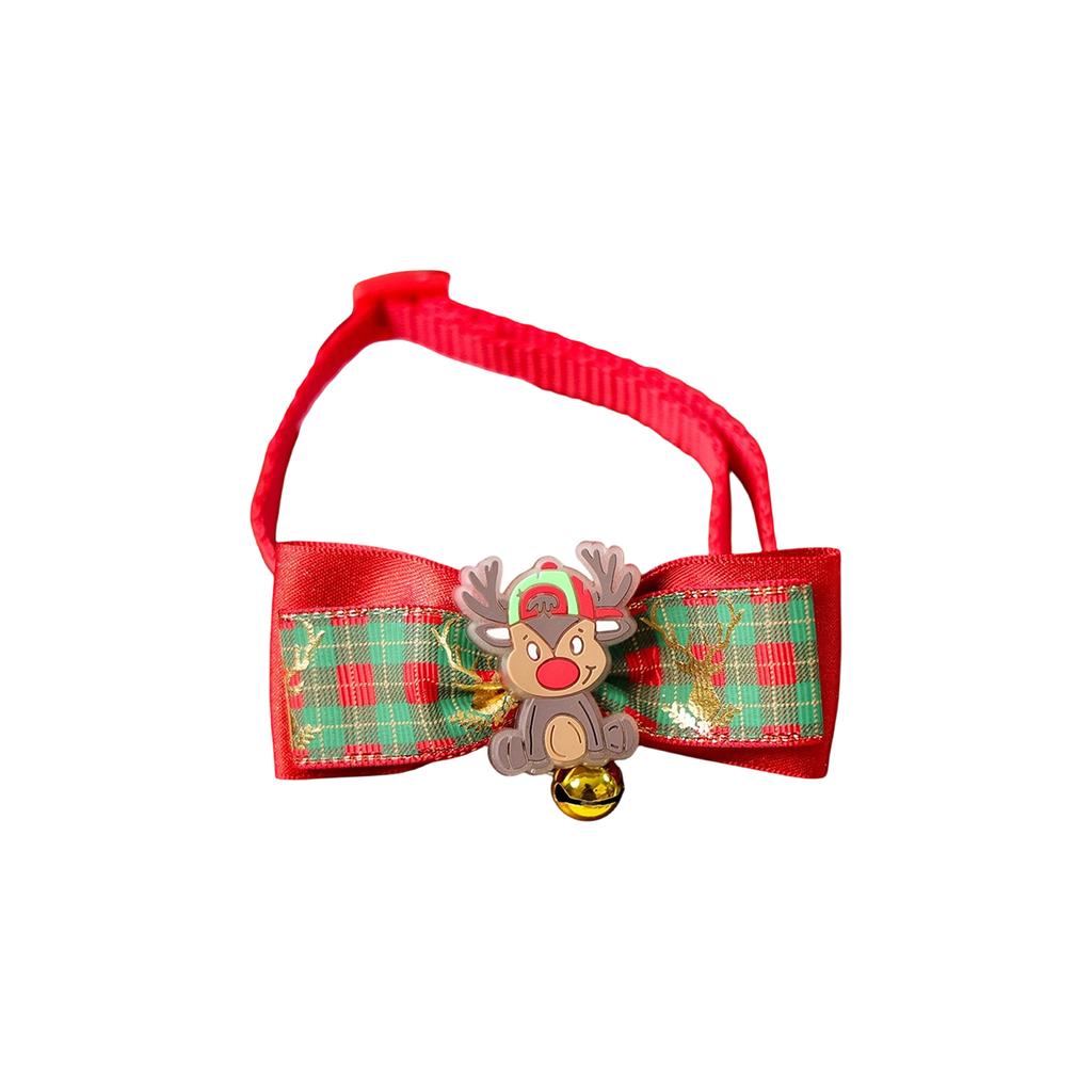 Świąteczna muszka dla zwierzaka - Świąteczny pled dodatek do obroży dla psa na przyjęcia świąteczne i zdjęcia