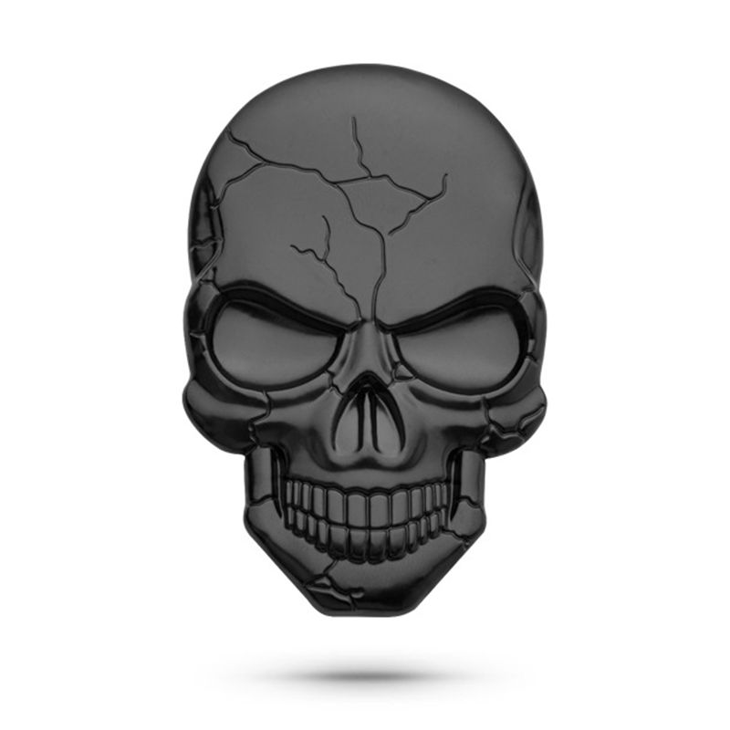 Metal Ghost Skull Sticker Crack Skeleton Car Decorate Motorcycle 3D Decal Stickers Emblem Badge Buccaneer Head Skull чёрный