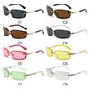 Trendy Rimless Square Candy Color Sunglasses Y2K UV Protection Futuristic Shades Metal Temples Women's Sun Glasses