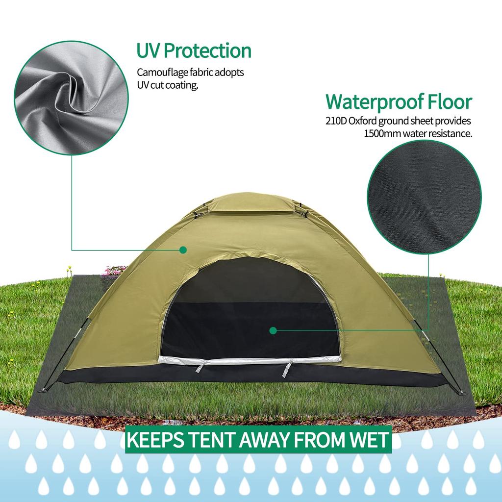 Sutekus Kompaktes Camouflage Campingzelt, Ein-Personen-Zelt, Kleines Zelt für Katastrophenschutz und Notfälle im Freien (Einzelperson, Khaki)