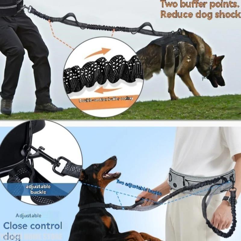 Waist Dog Hands Collars Harnesses Leads Free Dogs Leash Waist Running Leash Zipper Walking Pouch Reflective Dual Padded Handles