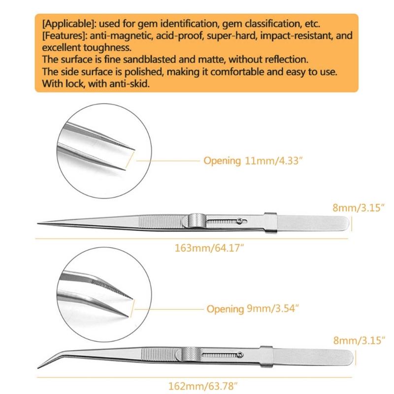 Precisions Jewelry Stainless Steel Tweezers for Gems High Precisions Tweezers Stainless Steel Bending Tip Needle Tweezer
