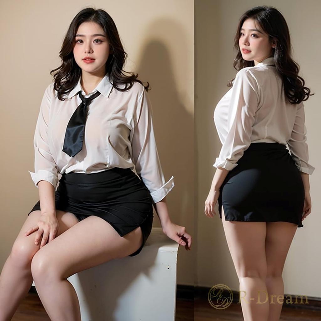 Secretary Cosplay Large Size Sexy Teacher OL Costume XL 3XL Plus Size Chubby Halloween Costume Erotic Erotic Extreme Hentai [R-Dream] (3XL Size)