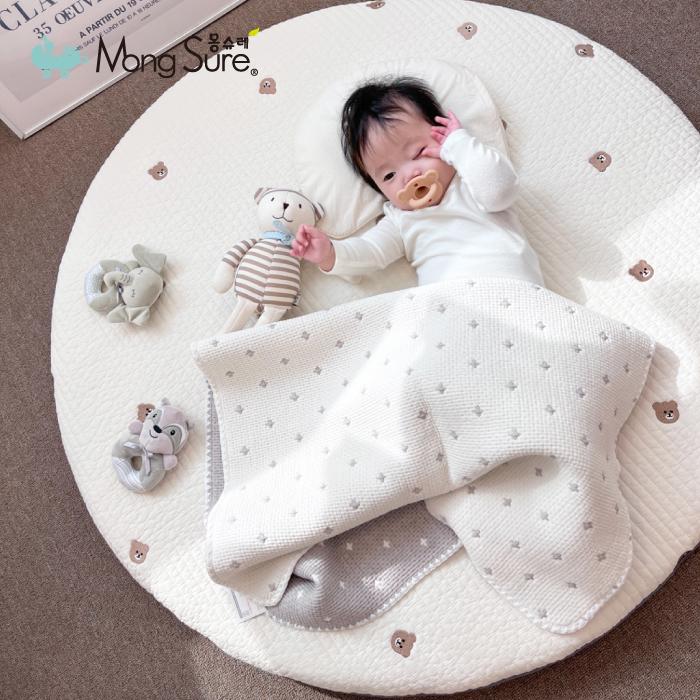 

Monsure Monsure baby rug circular rug inner tube cover 1 sheet ruffle type Goodnight Bebe embroidery quilting
