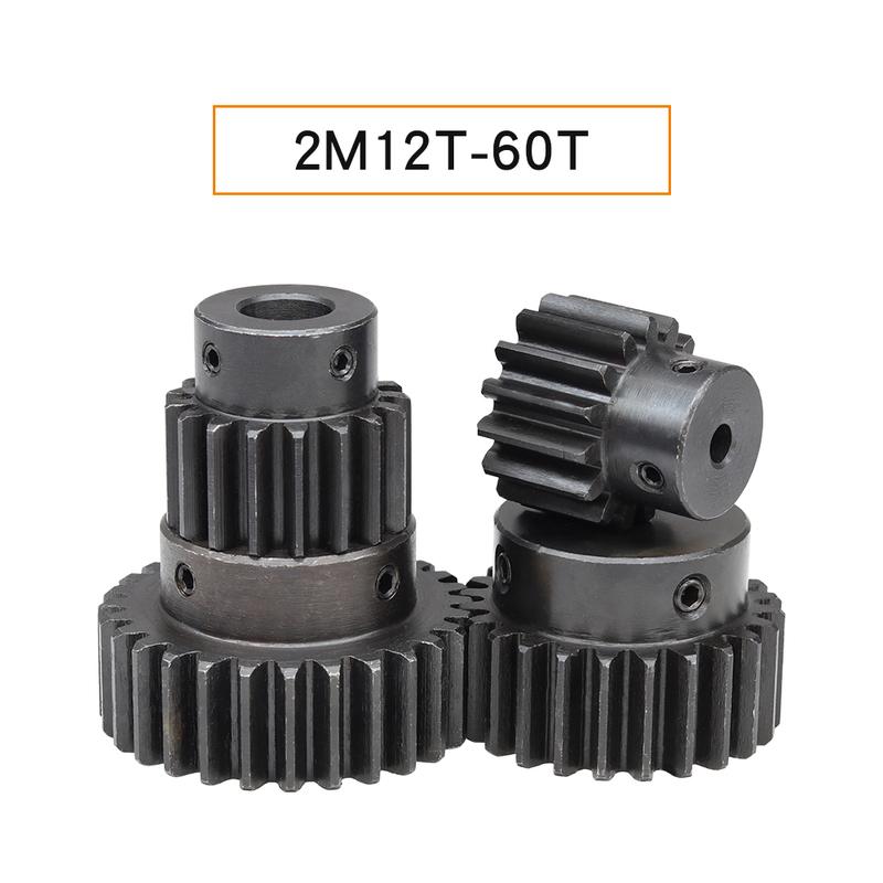 Ruota Dentata Senza Fine 2M-26T/28T Diametro Foro 8/10/12/14/15/18/19/20 mm Ruota Dentata Brunita Materiale Acciaio al Carbonio SC45# Altezza Denti 20mm