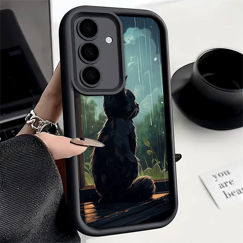 Phone Case for Samsung Galaxy S26 S25 Ultra S24 FE Healing Sense Cat Rain Shell S23 Plus S22 + S21 S20 5G Soft Silicone Funda