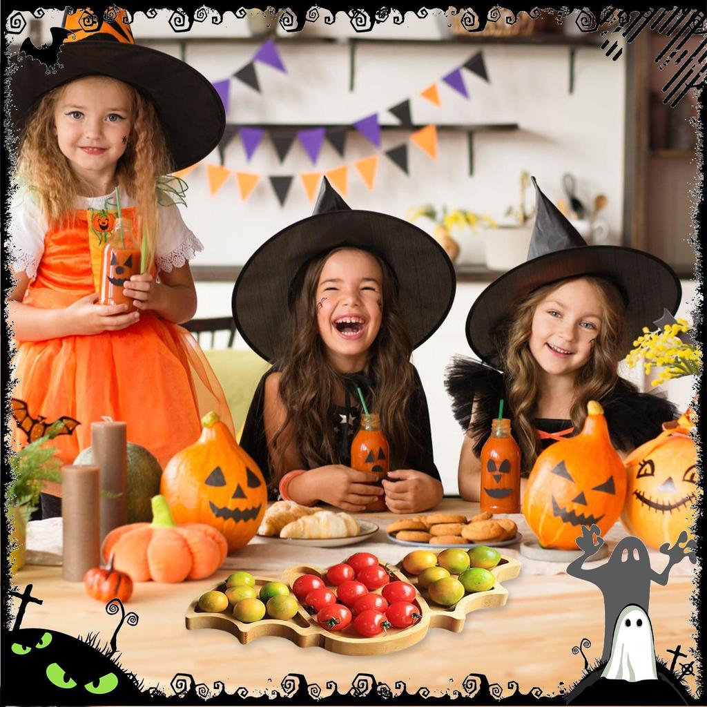 Halloween Charcuterie Board Halloween Bat-Shaped Serving Tray for Cheese Portable Food Storage Plate for Seafood Fruits Meats