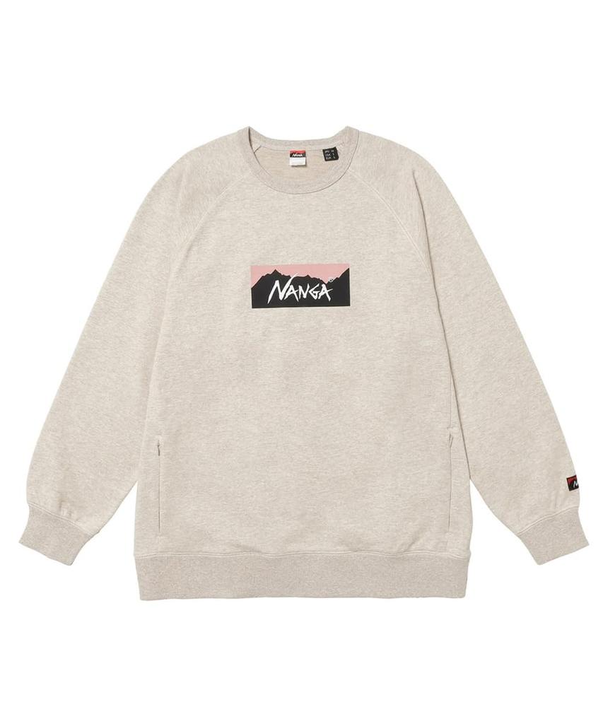 NANGA Men's 2025 ECO HYBRID BOX LOGO SWEATSHIRT, OATMEAL, Size L (NW2441-1F001-A)