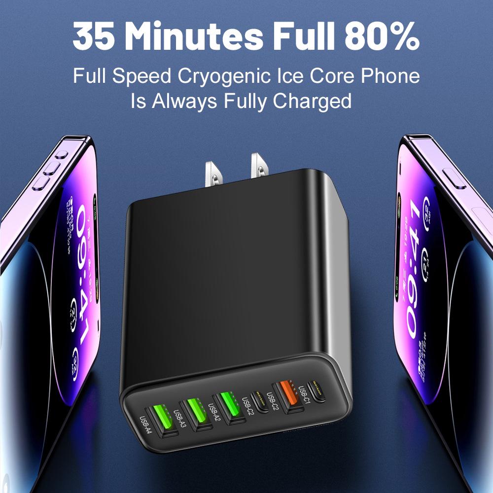 3.1A Multi-Port Mobile Charger: 2 Type-C PD + 4 USB Travel Charging Head