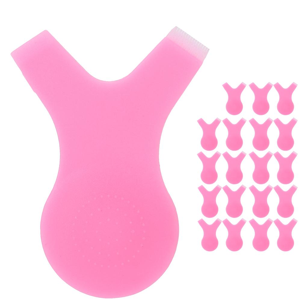 20pcs Eyelash Lift Brush Y Shape Eyelash Grafting Comb Curler AntiSlip Lash Perming Tool(Pink )