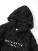 2025 Autumn/Winter Men's Embroidered Fur Hoodie with Drawstring