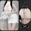 Sexy Lingerie Spring Pure Desire Backless Turtleneck Sleeveless Chest Leakage Knitted Sweater Uniform Temptation