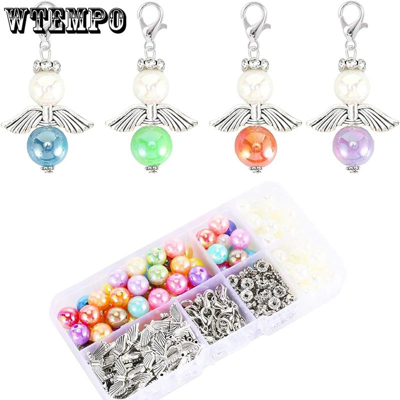 WTEMPO Guardian Angel Wing Design DIY Beaded Keychains Kit Women's Men's Bags Decor Hanging Keychains Accessories Keychain Crafts Making Supplies