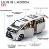 1/24 Scale Lexus LM300 Alloy Model Car, Pull Back Metal Collectible Toy Car with Light and Sound Toy Vehicle Door Can Be Opened