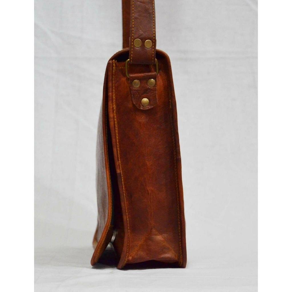 Goat Leather Satchel Bag Laptop Messenger Men's Vintage New Handmade Brown