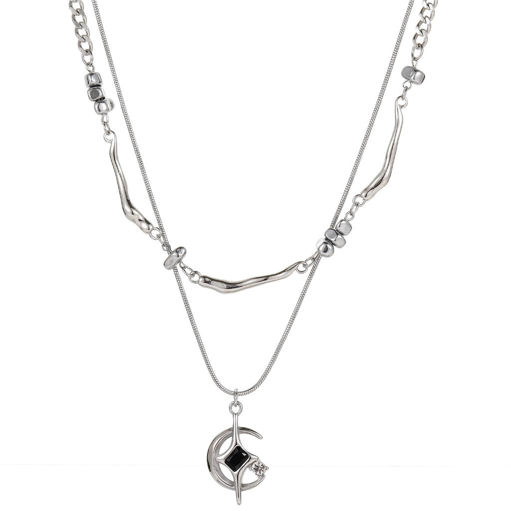 Double-layer Mangxing Necklace Light Luxury Premium Design Sweet Cool Cross Necklace Female Hip Hop Versatile Clavicle Chain 2026