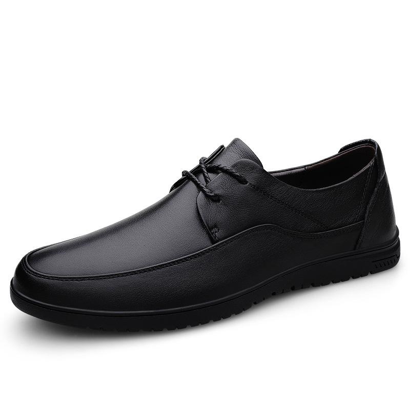 

6239 Men S Shoes Business Leather Shoes Dress Casual Shoes Spring Lace-Up Flat Leather Cowhide Surface Workplace Gentleman Single Shoes 37