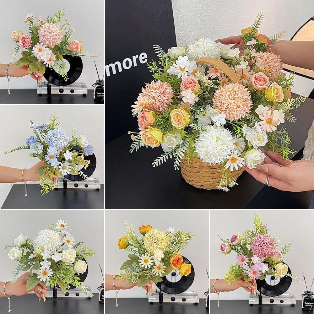 

Green Leaves Lifelike Flowers Silk Petal Faux Rose Flower Rose Artificial Flower Home Decoration синій