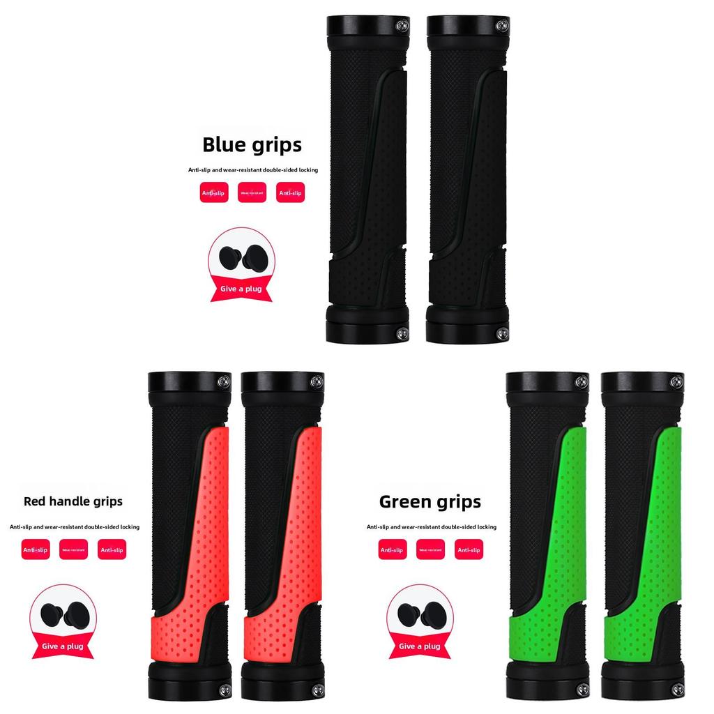 Bicycle Rubber Handlebar Grips With Locking Dual Sides Antislip For Mountain Bike Riding