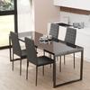 Set of 4 dining chairs kitchen chairs with high back metal legs and linen fabric 41x50x97cm black