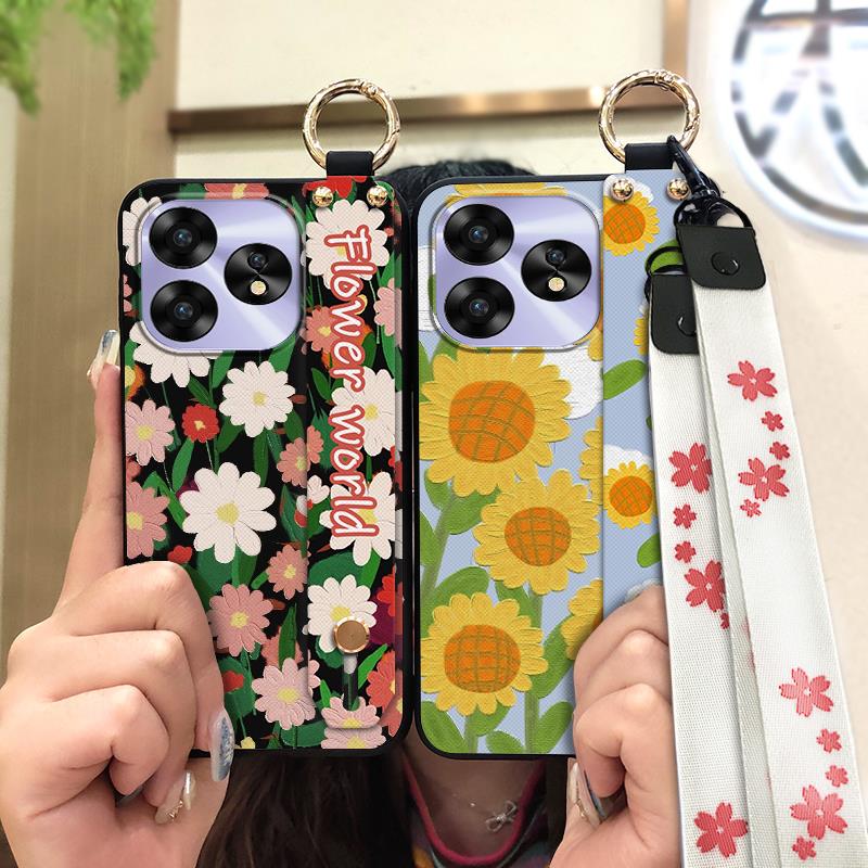 Fashion Design Wrist Strap Phone Case For UMIDIGI A15/A15C Protective Ring Anti-dust Back Cover Anti-knock Wristband