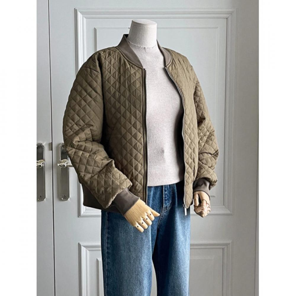 Shop Women Quilted Bomber Jacket Khaki Dgb Wjp 3906