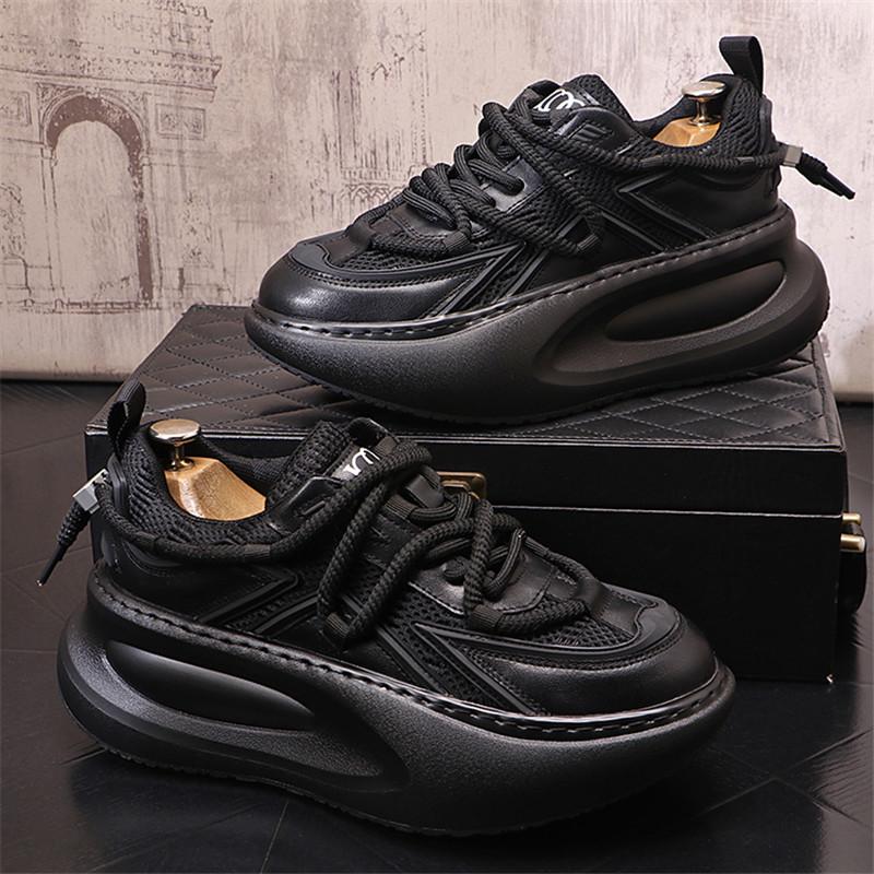 

Весенние мужские кроссовки на платформе, дышащие мужские туфли на массивном каблуке, кроссовки, женские кроссовки Tenis Masculino Zapatillas Hombre 38 чёрный