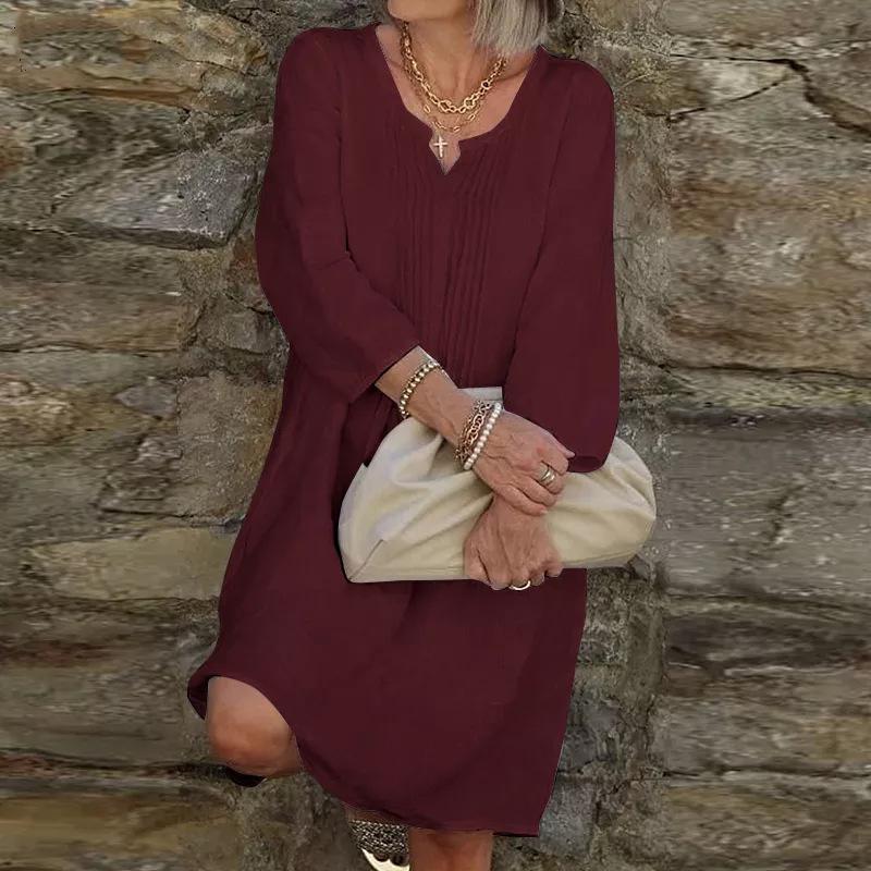 

Женское платье-рубашка с застежкой на пуговицах, повседневное, однотонное, средней длины, платья 5XL бордовый