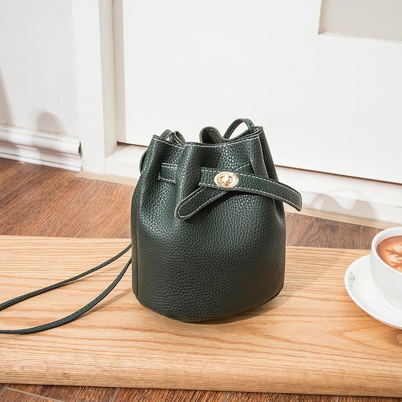 Tide Mini Bucket Women's Bag Fashion Casual Lychee Pattern Crossbody Shoulder Bag