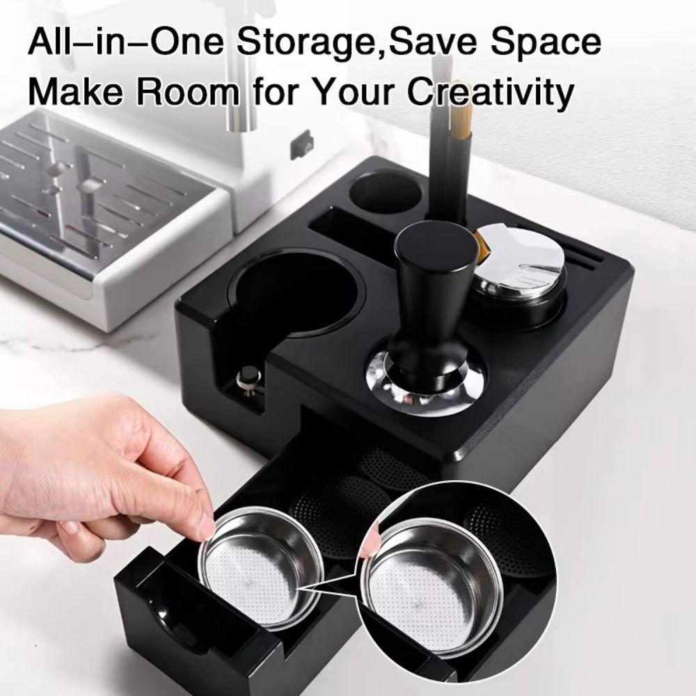 Non-slip Bottom Coffee Tamping Station with Storage Drawer Coffee Tamper  Stand  Home Brewing