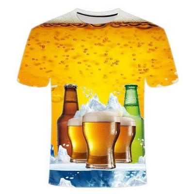 Tricou cu imprimeu Street Pop Beer Series pentru bărbați, personalizat, distractiv, casual, cu gât rotund, Harajuku, unisex, top cu mânecă scurtă