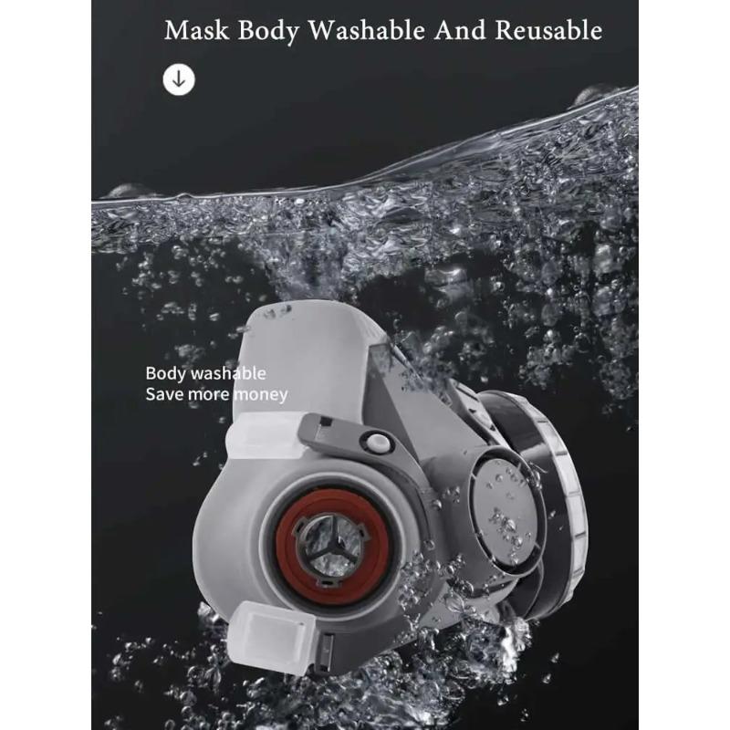 1pcs 6200 Dust Gas Respirator Reusable Rubber Half Face Mask Only For Painting Spraying Work Safety General Connection Port