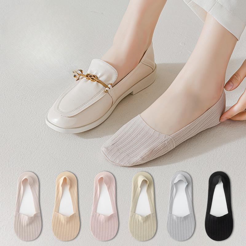 Women's Summer Ice Silk Invisible Socks Macaron Solid Color Cotton-soled Sweat-absorbing Boat Socks White Sneakers Versatile Short Socks