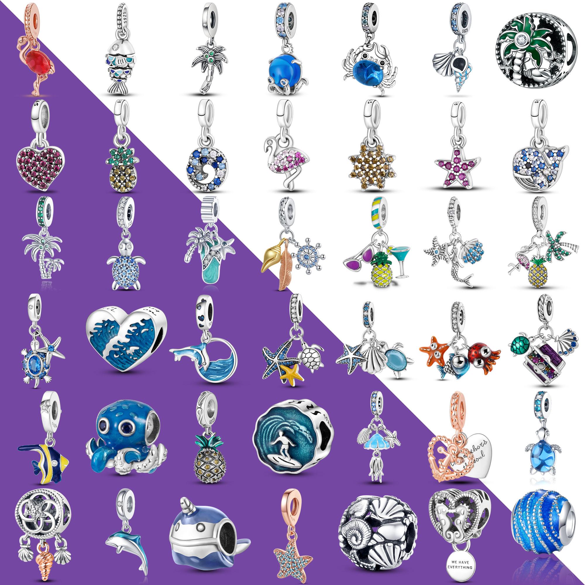 

New 925 Sterling Silver Dangle Charm Beads Summer Fruit Sea Fit Original Bracelet DIY For Pendant Necklace Making Women