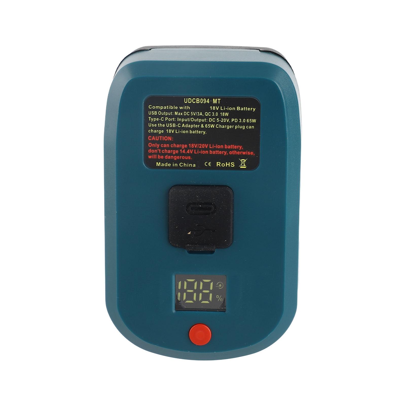 

Адаптер батареи, цифровой дисплей, литиевая батарея 18 В, выход USB Type C для BL1830 BL1850 BL1840 разноцветный