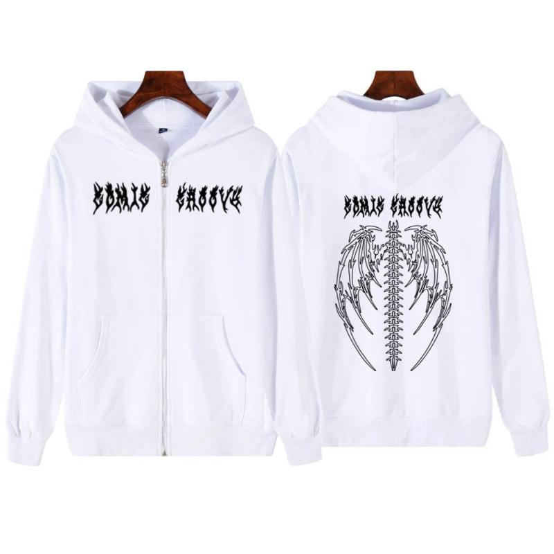 Evropsko-americký tmavý styl s potiskem Pánská mikina s kapucí na zip Podzimní zimní móda Hip-hopová mikina