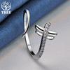 925 Sterling Silber Libelle AAA Zirkon Öffnungsring Schmuck