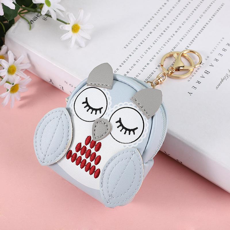 PU Leather Coin Purses Cute Key Bag Owl Coin Purse Mini School Bag Car Key Chain Pendant Lady Wallet Coin Purse