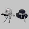 1Pcs Double-sided Plaid Wide-edged Lace-up Bucket Hat Summer Outdoor Versatile Sunscreen Sweet Mountaineering Hat