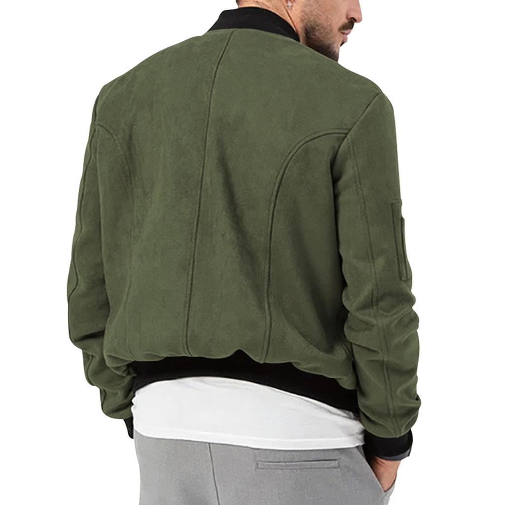 Men's Casual Stand-up Collar Colorblock Skirt Pocket Button Cardigan Jacket